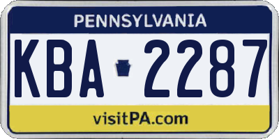 PA license plate KBA2287