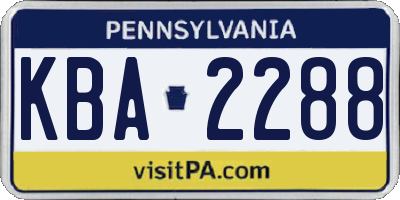 PA license plate KBA2288