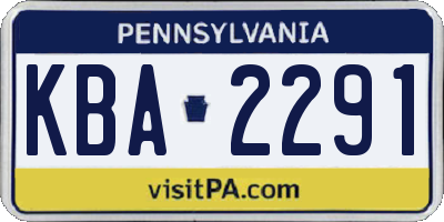PA license plate KBA2291