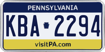 PA license plate KBA2294
