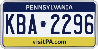 PA license plate KBA2296