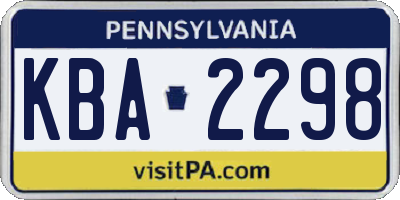 PA license plate KBA2298