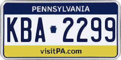 PA license plate KBA2299