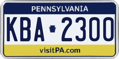 PA license plate KBA2300
