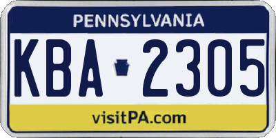 PA license plate KBA2305
