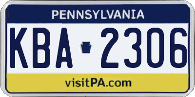 PA license plate KBA2306