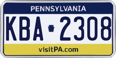 PA license plate KBA2308