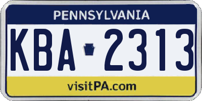 PA license plate KBA2313