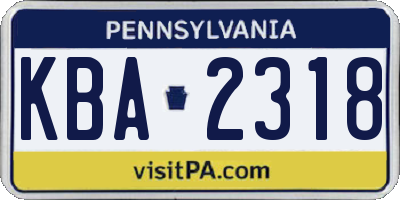 PA license plate KBA2318