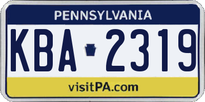 PA license plate KBA2319