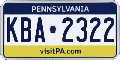 PA license plate KBA2322