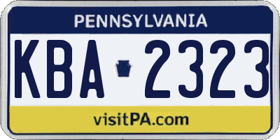 PA license plate KBA2323