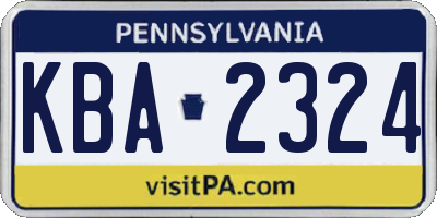 PA license plate KBA2324