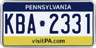 PA license plate KBA2331