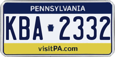 PA license plate KBA2332