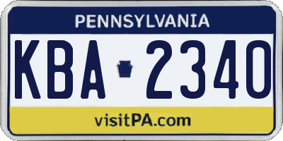 PA license plate KBA2340