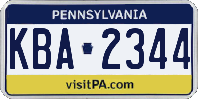 PA license plate KBA2344