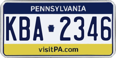 PA license plate KBA2346