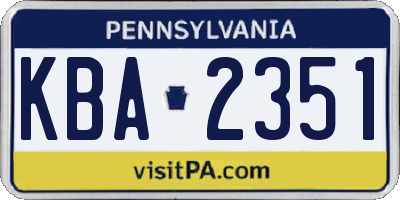 PA license plate KBA2351