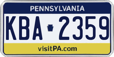 PA license plate KBA2359