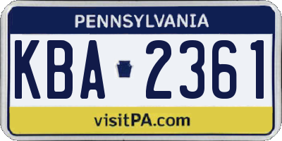 PA license plate KBA2361
