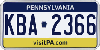 PA license plate KBA2366