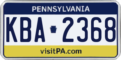 PA license plate KBA2368