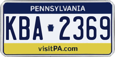 PA license plate KBA2369