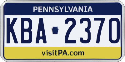 PA license plate KBA2370