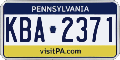 PA license plate KBA2371
