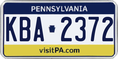 PA license plate KBA2372