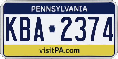 PA license plate KBA2374