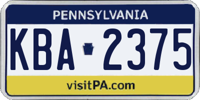 PA license plate KBA2375