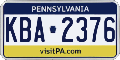PA license plate KBA2376