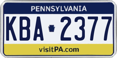 PA license plate KBA2377