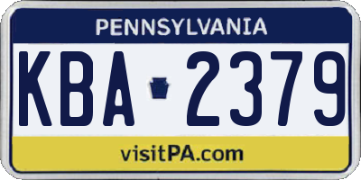 PA license plate KBA2379
