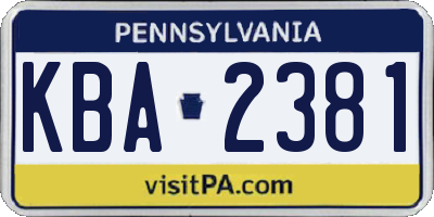 PA license plate KBA2381