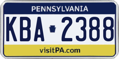 PA license plate KBA2388