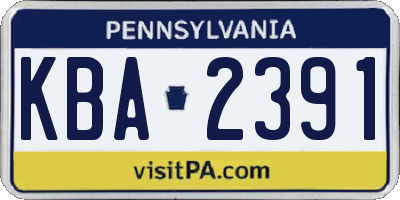 PA license plate KBA2391