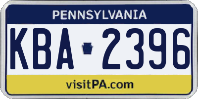 PA license plate KBA2396