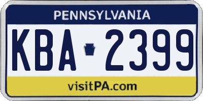 PA license plate KBA2399