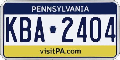 PA license plate KBA2404