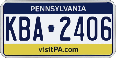 PA license plate KBA2406