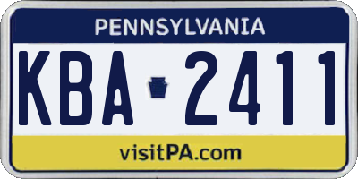 PA license plate KBA2411