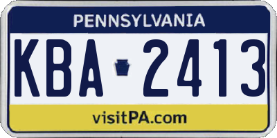 PA license plate KBA2413