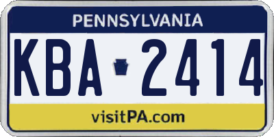 PA license plate KBA2414