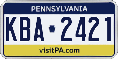PA license plate KBA2421