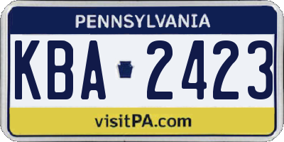 PA license plate KBA2423