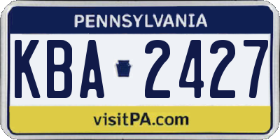 PA license plate KBA2427