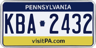 PA license plate KBA2432